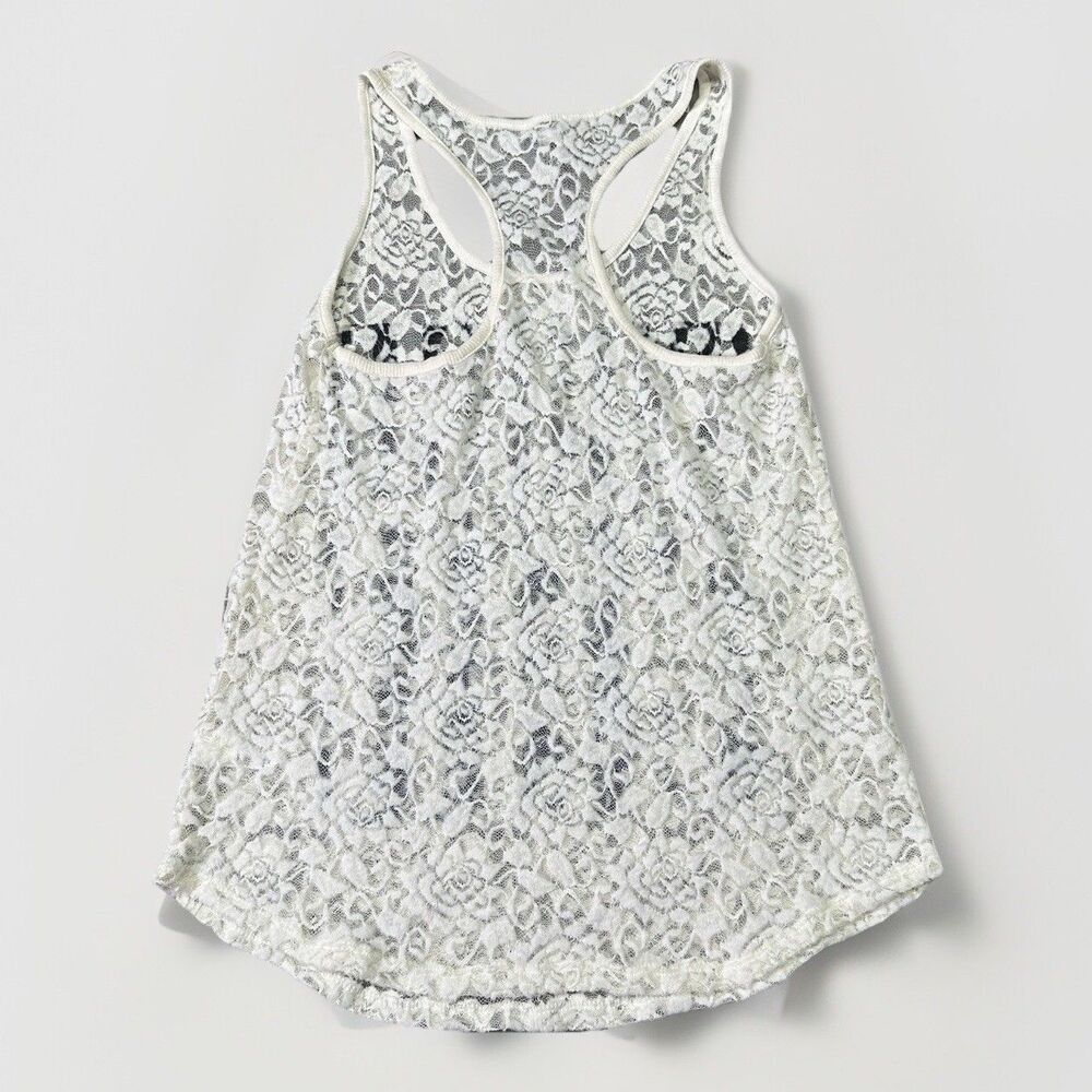 Express Y2K Lace Racerback Tank White Sz S Soft Grunge Edgy Coquette - Picture 6 of 6